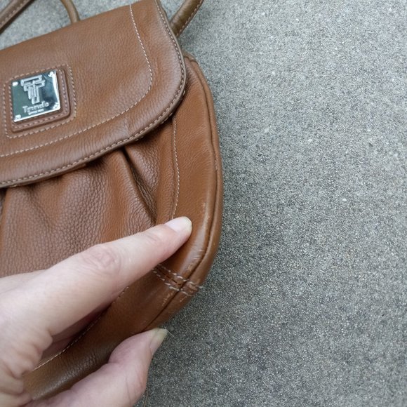 Leather Crossbody Shoulder Bag/Purse Cognac Tan Brown Chestnut Dark Camel 90s70s - Picture 13 of 16